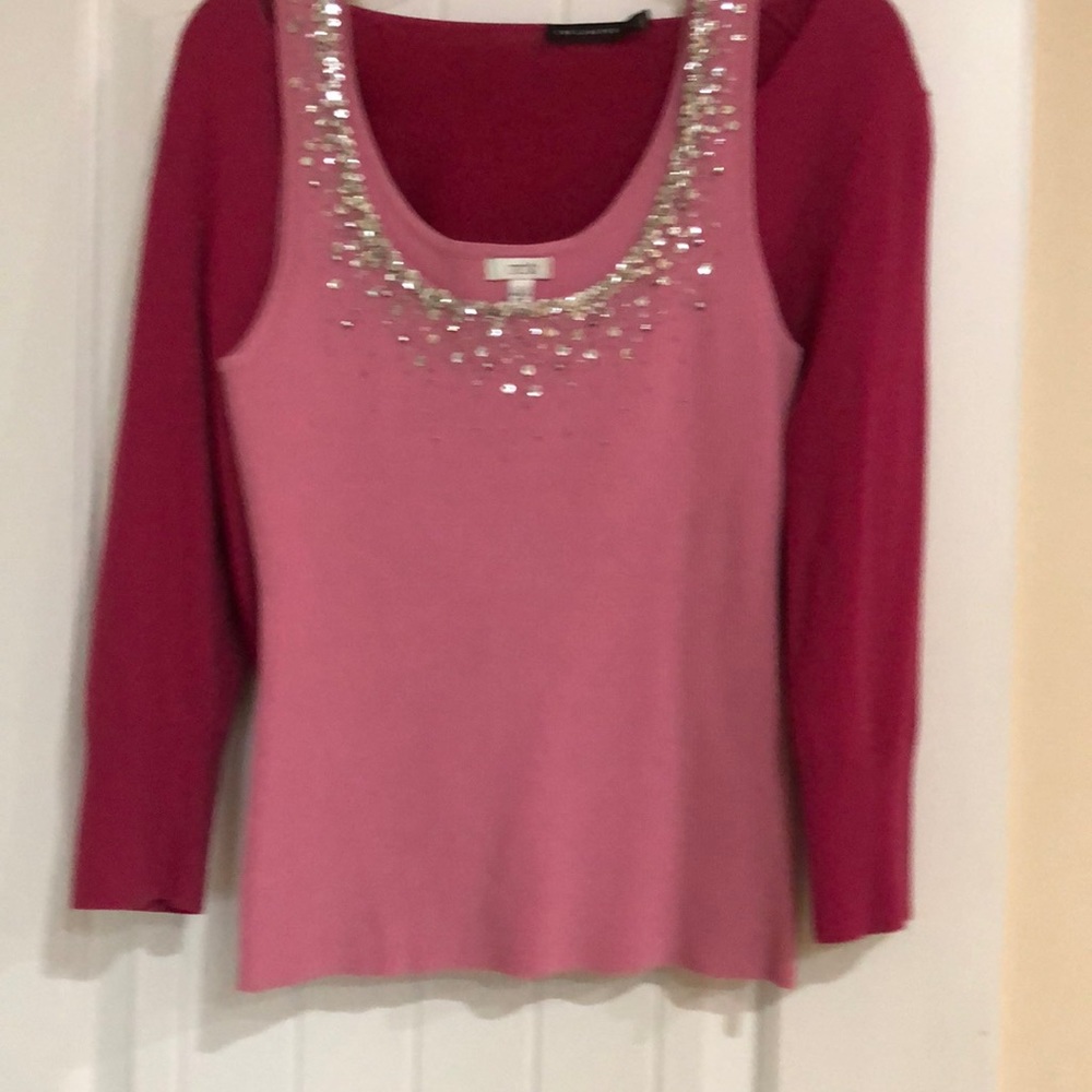 Rhinstone tank ( L) Cache..Cardigan light weight cardigan ( THE LIMITED)